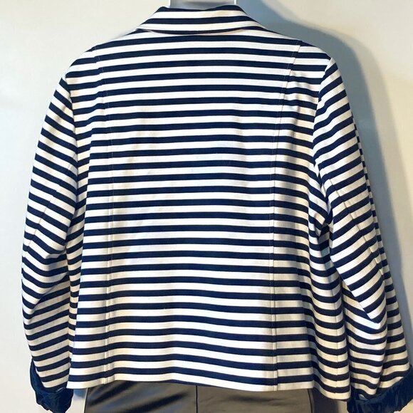 Lane Bryant SZ24 Navy & White stripe moto jacket Nautical Sailor Coastal Preppy - Picture 9 of 12